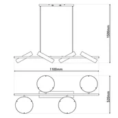 Lampy sufitowe - Näve Lampa wisząca LED Tessa czarna/beżowa 110cm Touchdim CCT 4-punktowa. - miniaturka - grafika 1