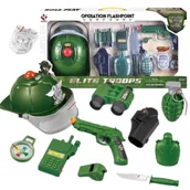 Krótkofalówki - DUŻY ZESTAW WOJSKOWY PISTOLET KASK GRANAT KOMPAS LORNETKA KRÓTKOFALÓWKA NÓŻ - miniaturka - grafika 1