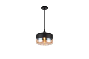 Lampa wisząca LENDER Ø25 E27- czarny/bursztynowy - Lampy sufitowe - miniaturka - grafika 1