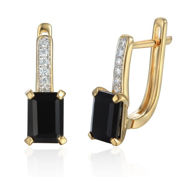 Kolczyki z agatem i brylantami Au 585