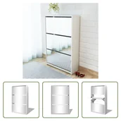 Szafki na buty - The Living Store Szafka na buty z 3 przegrodami Lustro Biała 63x17x102,5 cm - miniaturka - grafika 1