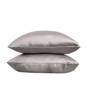 Poszewki na poduszki - HOMLA Zestaw dwóch poszewek BAMSA bambusowych szarych 2*70x80 cm - miniaturka - grafika 1