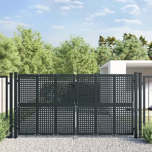 vidaXL Brama ogrodowa, antracytowa, 300x200 cm, stal - Bramy garażowe - miniaturka - grafika 1