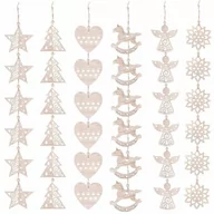 Ozdoby bożonarodzeniowe - Ozdoby choinkowe 7cm drewniane, świąteczne zawieszki zestaw 36 szt. - miniaturka - grafika 1