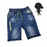 Spodenki damskie - SPODENKI JEANSOWE dla chłopca 98 104 shorty bawełna kieszenie lato 4 lat - miniaturka - grafika 1