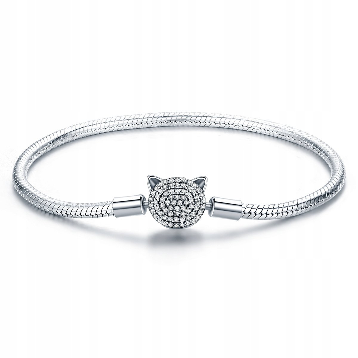 Bransoletka Modułowa Kotek Pave 19 cm Srebro 925 Bransoletka Trusky