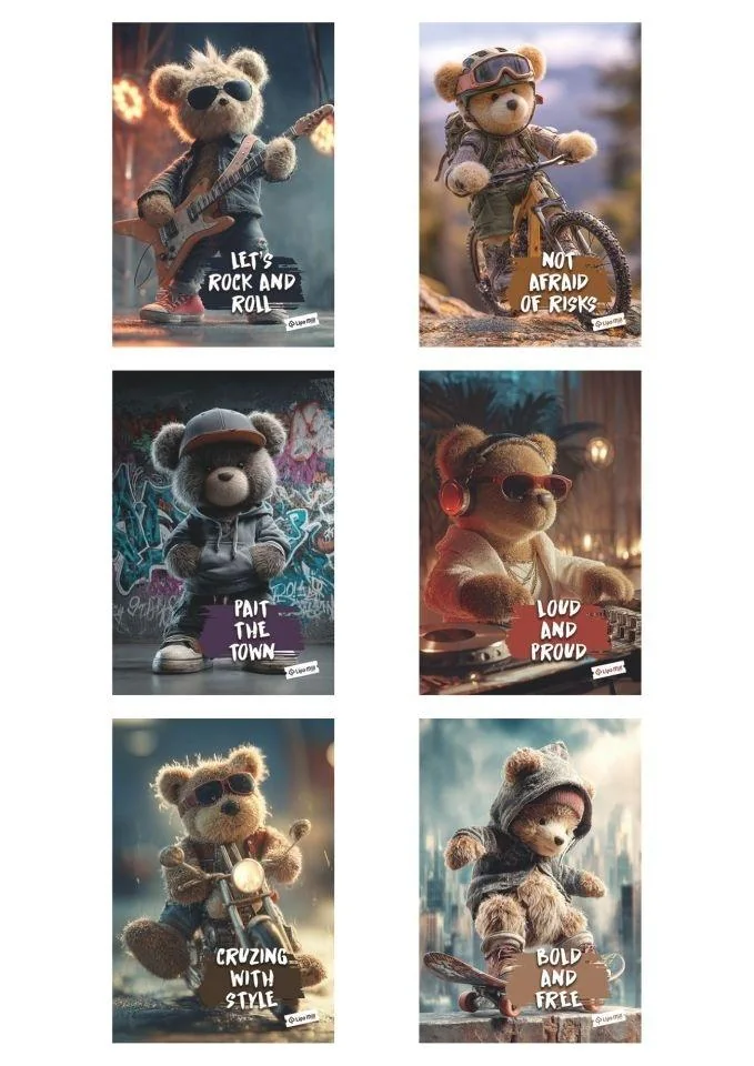Zeszyt A4 w kratkę 40 kartek Teddy Bear 10 sztuk mix wzorów
