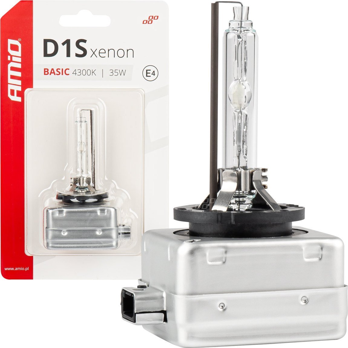AMiO Żarówka ksenonowa żarnik xenon d1s 35w 4300k basic blister amio-03863