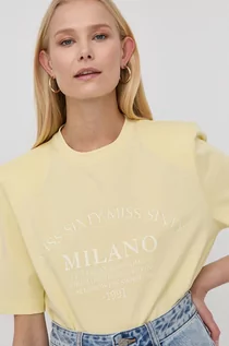 Koszulki i topy damskie - Miss Sixty Sixty t-shirt bawełniany kolor żółty - grafika 1