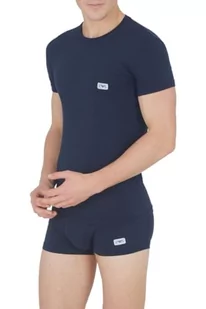 Emporio Armani Męski T-shirt z logo Crew Neck Shiny, morski, XL - Koszulki męskie - miniaturka - grafika 1