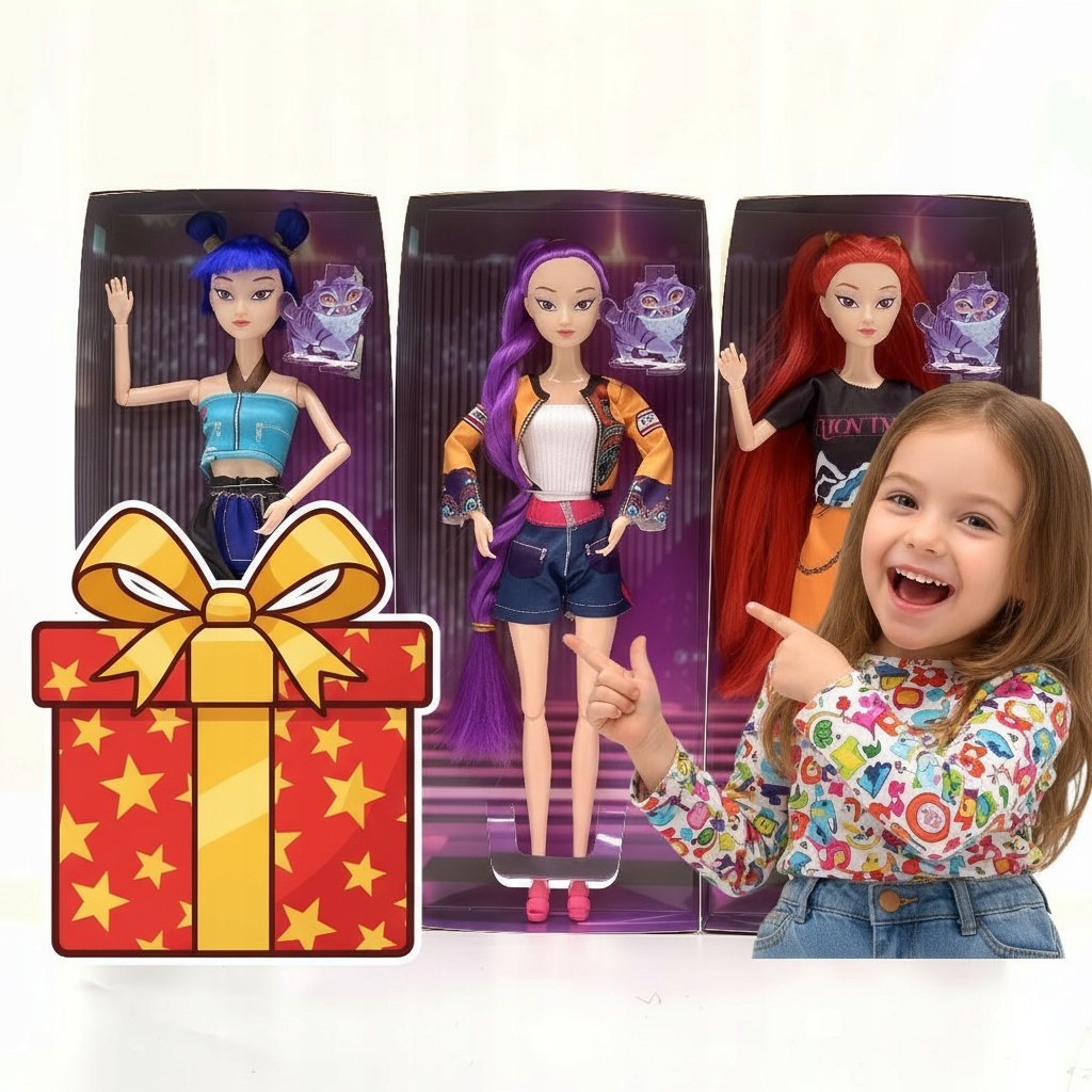 K-POP Demon Hunters Zestaw 3 Gumowych Lalek dla Dzieci Figurki na Prezent!