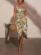 Sukienki - LA Angels Sukienka w kolorze beżowo-zielonym - miniaturka - grafika 1