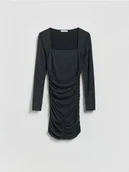 Sukienki - Reserved - Sukienka mini z modalem - ciemnoszary - miniaturka - grafika 1