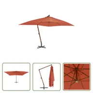 Parasole ogrodowe - The Living Store Wiszący parasol z drewnianym słupkiem - 400x300 cm - terakotowy - Parasol Wiszący - miniaturka - grafika 1