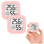 Stacje pogodowe - Stacja pogodowa x2 Mini Higrometr pogody Alogy Smiley LCD cyfrowy termometr czujnik temperatury i wilgotności Różowy - miniaturka - grafika 1