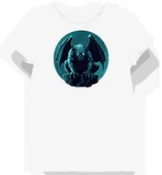 Koszulki i topy damskie - Koszulka damska biała z grafiką gargulca o turkusowych oczach L - miniaturka - grafika 1