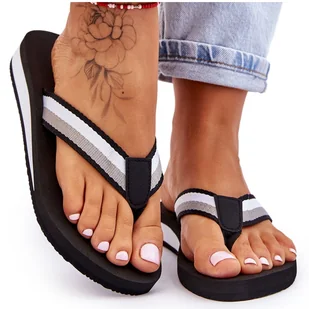 Damskie Klapki Japonki Na Platformie Big Star LL274781 Czarne - Klapki i japonki damskie - miniaturka - grafika 1