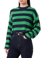 Swetry damskie - Bestseller A/S Damski sweter ONLMALAVI L/S Cropped KNT NOOS, Navy Blazer/Stripes:Wide/Green BEE, L, Navy Blazer/Stripes:wide/Green Bee, L - miniaturka - grafika 1