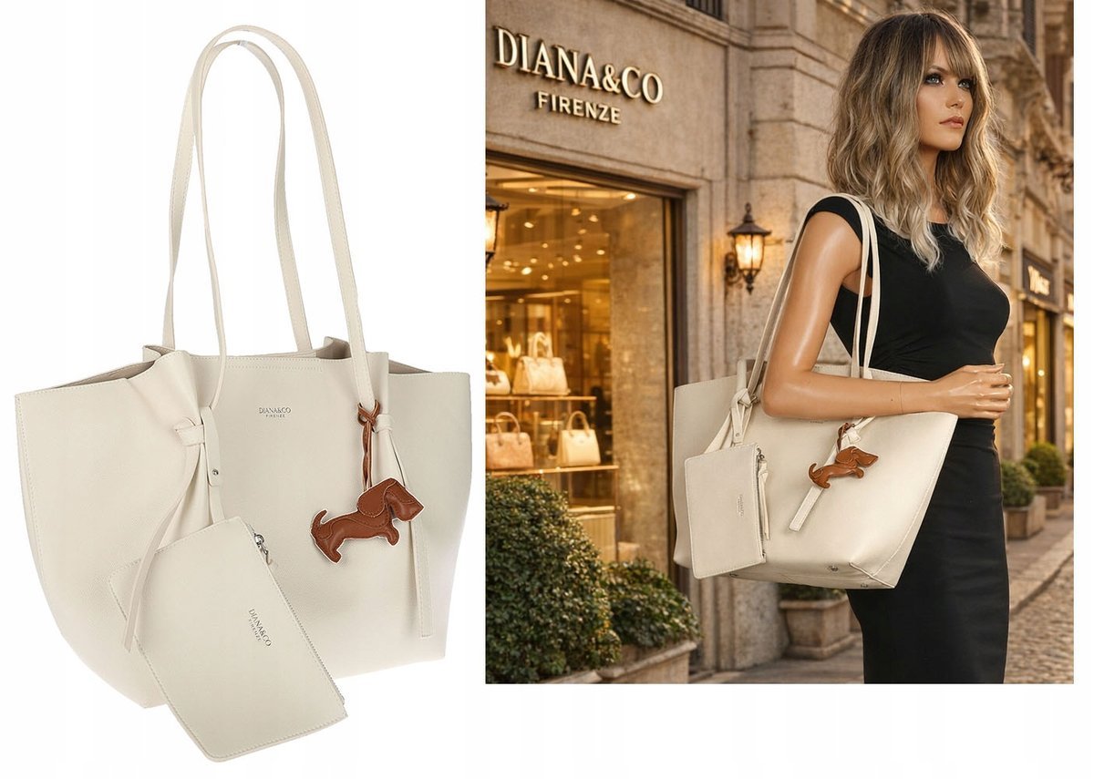 Torebka Damska Shopperka łódka torba pojemna A4 na Ramię DB243 Beżowa