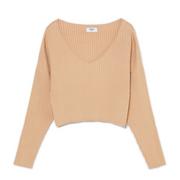 Swetry damskie - Cropp - Beżowy sweter w prążki - Beżowy - miniaturka - grafika 1