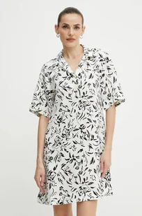 Karl Lagerfeld sukienka lniana kolor biały mini oversize A2W13060 - Sukienki - miniaturka - grafika 1