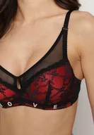 Biustonosze - Czarno-Czerwony Koronkowy Biustonosz z Odpinanymi Ramiączkami Revalora - miniaturka - grafika 1