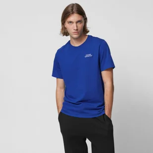 Męski t-shirt z haftem Outhorn OTHAW23TTSHM0858 - chabrowy - Koszulki męskie - miniaturka - grafika 1