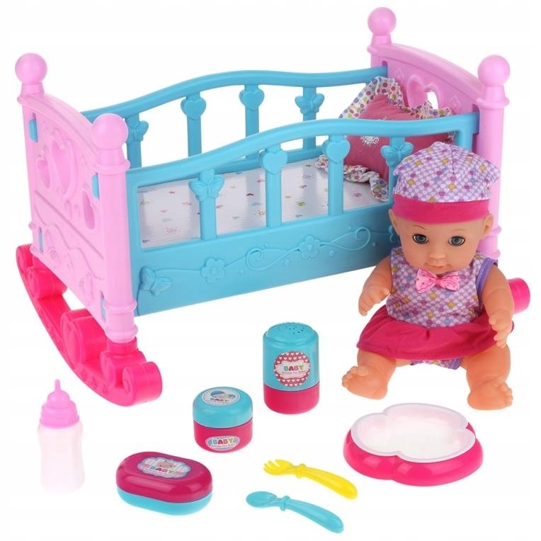 Kołyska dla Lalek Łóżeczko Lalka Interaktywna Bobas Mówi