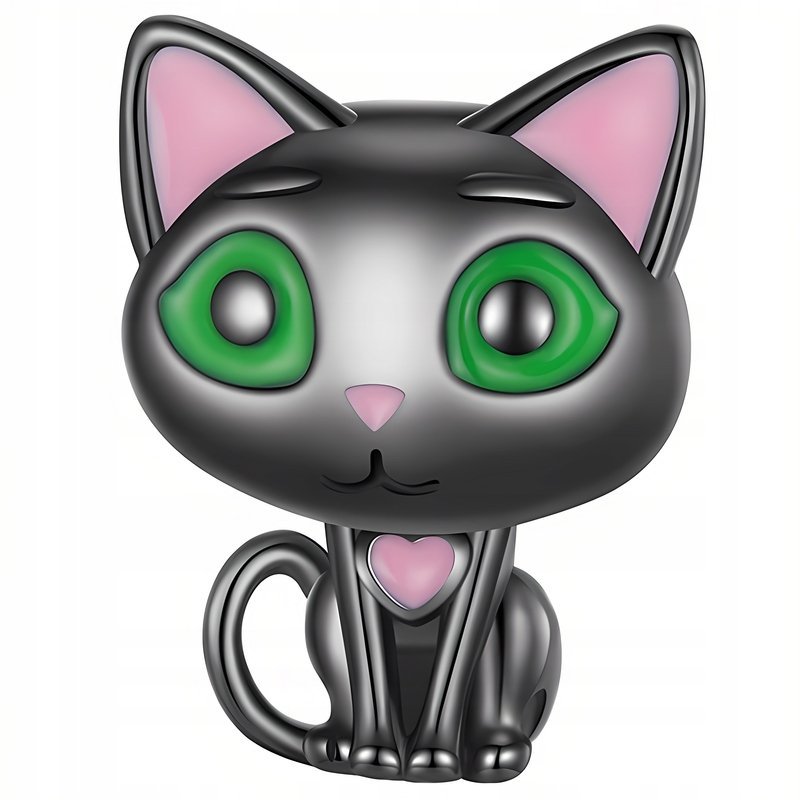 Charms Zawieszka Charms Czarny Kotek Srebro 925 Charmsy Trusky