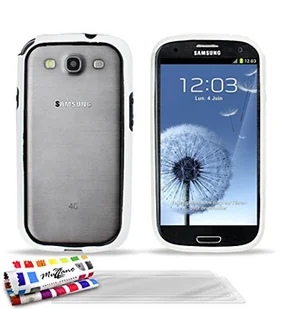 Muzzano Bumper Samsung Galaxy S3 [Le Bumper Hybrid] [biały] firmy Muzzano + UltraClear Pack 3 folia ochronna na wyświetlacz przezroczysta z rysikiem/ściereczką do czyszczenia - ULTIMATIWE, ELEGANCKIE I TRWAŁE etui ochronne do Twojego SAMSUNG GALAXY S3 - Etui i futerały do telefonów - miniaturka - grafika 1