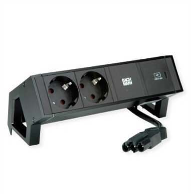 Listwa zasilająca Bachmann BACHMANN DESK2 2xzabezpieczone złącza USB-C, ładowarka USB 30 W, 0,2 m, GST18, czarna