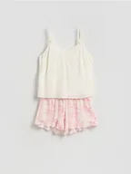 Moda i Uroda OUTLET - Reserved - Dwuczęściowa piżama z wiskozy - pastelowy róż - miniaturka - grafika 1