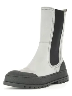 Gabor Skórzane sztyblety w kolorze jasnoszaro-czarnym - Botki damskie - miniaturka - grafika 1