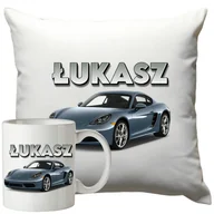 Gadżety dla niej i dla niego - Kubek Poduszka Porsche 330ml 40x40cm z Napisem Zestaw Motoryzacyjny - miniaturka - grafika 1
