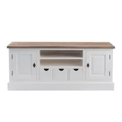 Szafki RTV - Dekoria Szafka RTV Brighton 150x40x65cm white&natural 150x40x65cm 006-140 - miniaturka - grafika 1