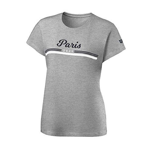 Wilson T-shirt męski PARIS 2021 TECH T-SHIRT szary szary (Heather Grey) / niebieski (morski) / biały XL