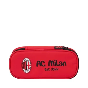 AC Milan - Owalny piórnik z kieszenią wewnętrzną, uchwytem na długopisy, ołówkami poliestrowymi, czerwonym - Piórniki - miniaturka - grafika 1