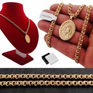 Złoty Łańcuszek Męski Garibaldi 50Cm/5Mm + Medalik Św. Antoni Prezent 18K - Łańcuszki - miniaturka - grafika 1