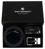 Paski - Zestaw prezentowy Peterson pasek męski dwustronny ze skóry naturalnej elegancki czarny granatowy - miniaturka - grafika 1