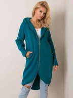 Bluzy damskie - Długa gruba bluza damska z kapturem Rue Paris morska (4858) - RUE PARIS - miniaturka - grafika 1