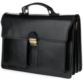 Teczki i aktówki - Czarna skórzana aktówka męska elegancka teczka na dokumenty Beltimore J21 czarny - miniaturka - grafika 1