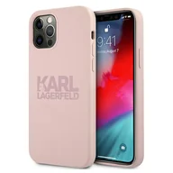 Etui i futerały do telefonów - KARL LAGERFELD Karl Lagerfeld Silicone Stack Logo etui na iPhone 12 / 12 PRO różowe KF000561 - miniaturka - grafika 1