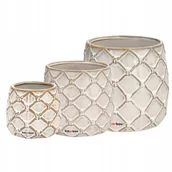 Donice - ZESTAW 3X DONICZKA ANANAS DONICA OSŁONKA CERAMICZNA CERAMIKA OZDOBA KWIATY - miniaturka - grafika 1