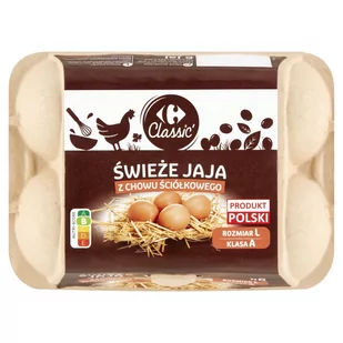 Carrefour Classic Świeże jaja z chowu ściółkowego 6 szt. rozmiar L - Jaja - miniaturka - grafika 1