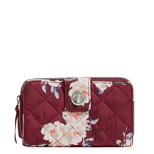 Vera Bradley Damski portfel z diagonalu RFID Turnlock, kwiaty i gałęzie, jeden rozmiar