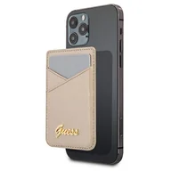 Szkła hartowane na telefon - Guess Wallet Card Slot GUWMSSASLGOMagSafe Saffiano złoty/gold - miniaturka - grafika 1