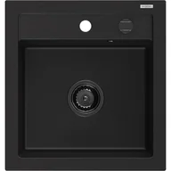 Zlewozmywaki - Mexen Vito zlewozmywak granitowy 1-komorowy 520 x 490 mm, czarny, syfon czarny - miniaturka - grafika 1