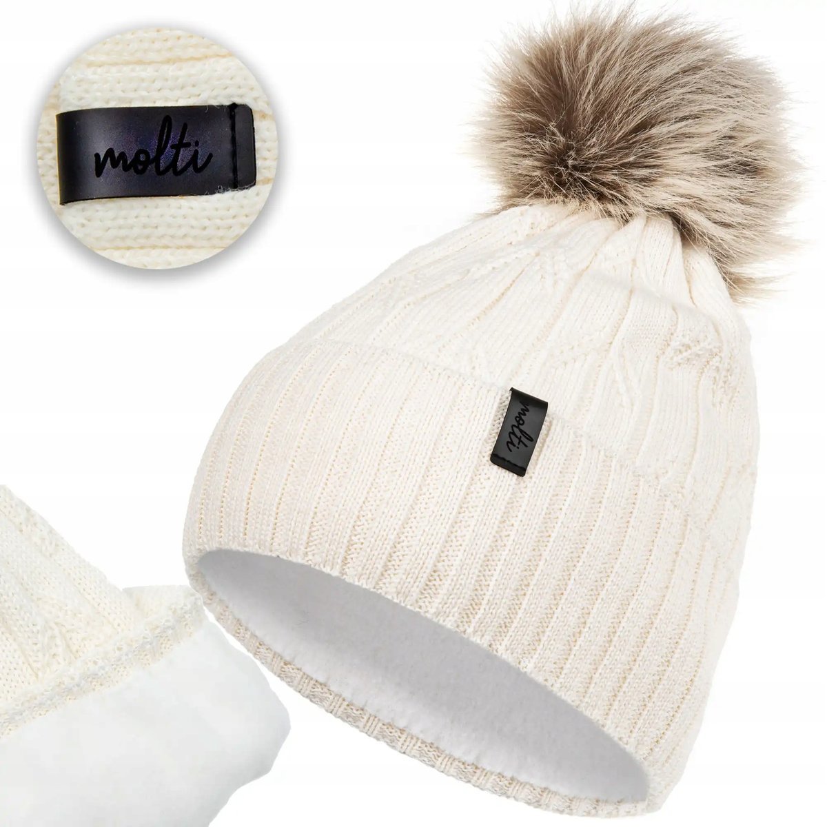 Czapka damska jesienna zimowa beanie modna młodzieżowa ciepła polar wełna