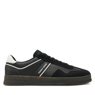 Sneakersy Tommy Jeans Leather Retro Cupsole EM0EM01414 Czarny - Sneakersy męskie - miniaturka - grafika 1