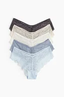 Biustonosze - H & M - Koronkowe figi hipsters 5-pak - Niebieski - H&M - miniaturka - grafika 1